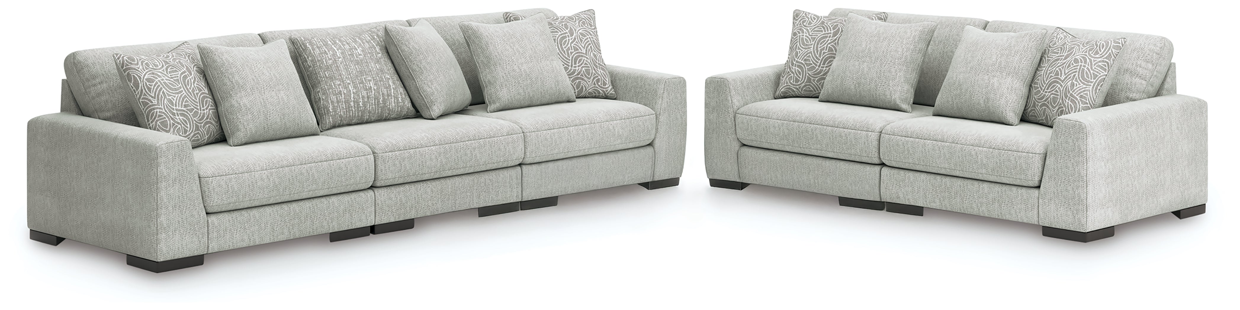 Coral Furniture - Ashley Furniture - Regent Park 3-Piece Sectional Sofa and 2-Piece Sectional Loveseat - 3-Piece Sectional Sofa and 2-Piece Sectional Loveseat / Pewter - 14404U4