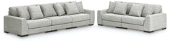 Coral Furniture - Ashley Furniture - Regent Park 3-Piece Sectional Sofa and 2-Piece Sectional Loveseat - 3-Piece Sectional Sofa and 2-Piece Sectional Loveseat / Pewter - 14404U4