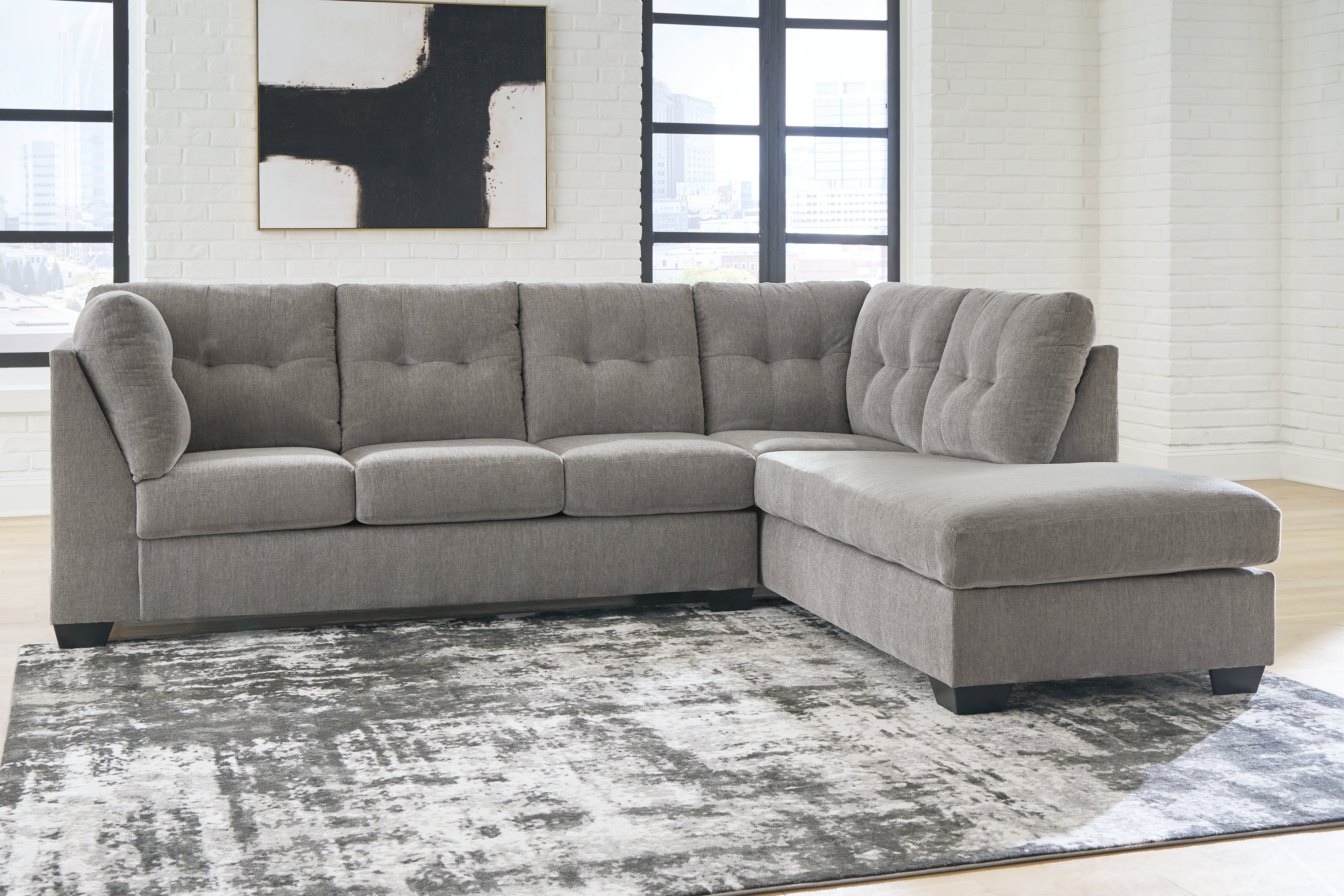 Coral Furniture - Ashley Furniture - Lanelly Sectional - LAF 2-Piece Sectional with Chaise / Alloy - 17504S1