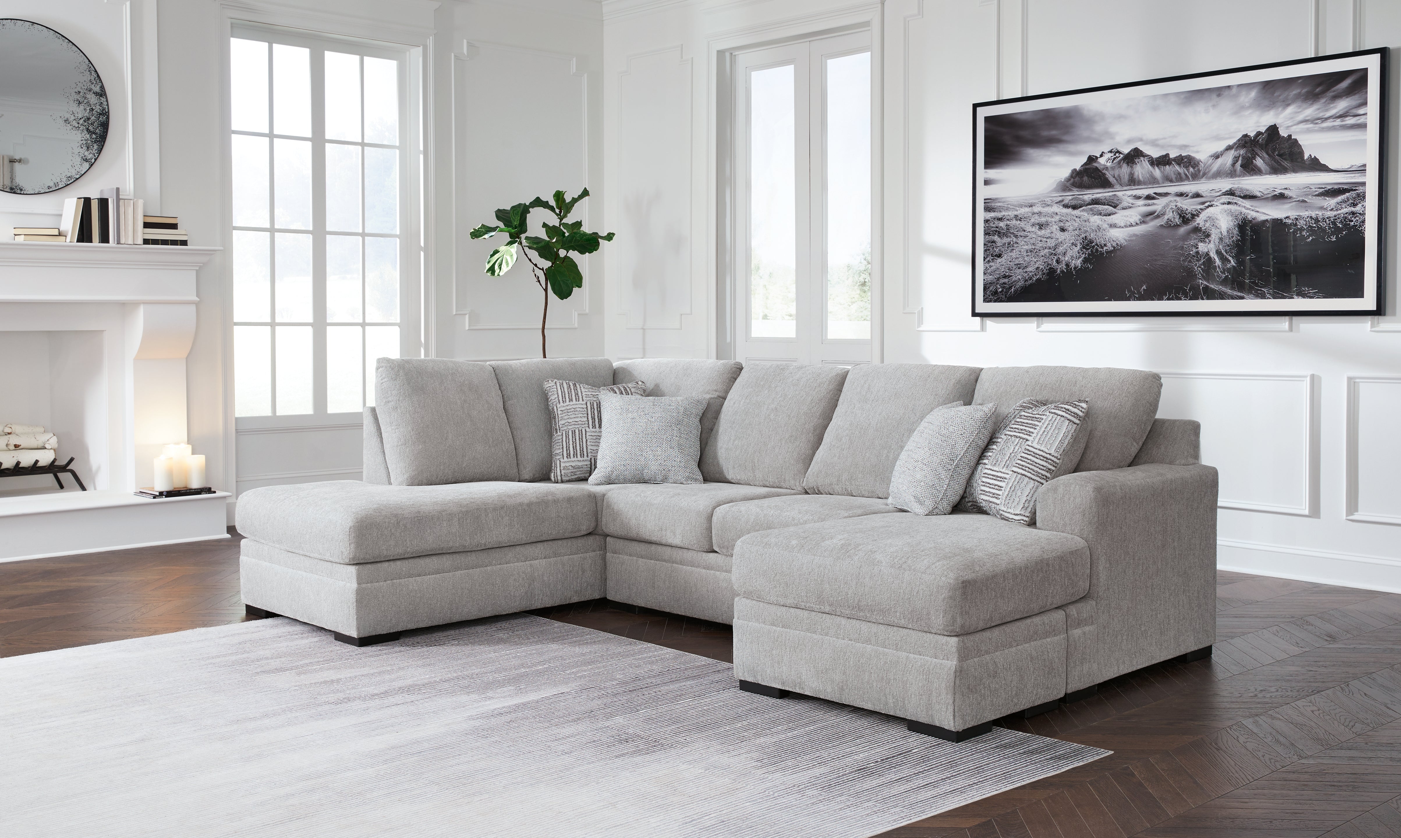 Coral Furniture - Ashley Furniture - Gabyleigh Sectional - LAF 2-Piece Sectional with Chaise / Nickel - 20904S1