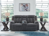 Coral Furniture - Ashley Furniture - Observation Living Room - DBL REC PWR Loveseat w/Console / Steel - PC2140596