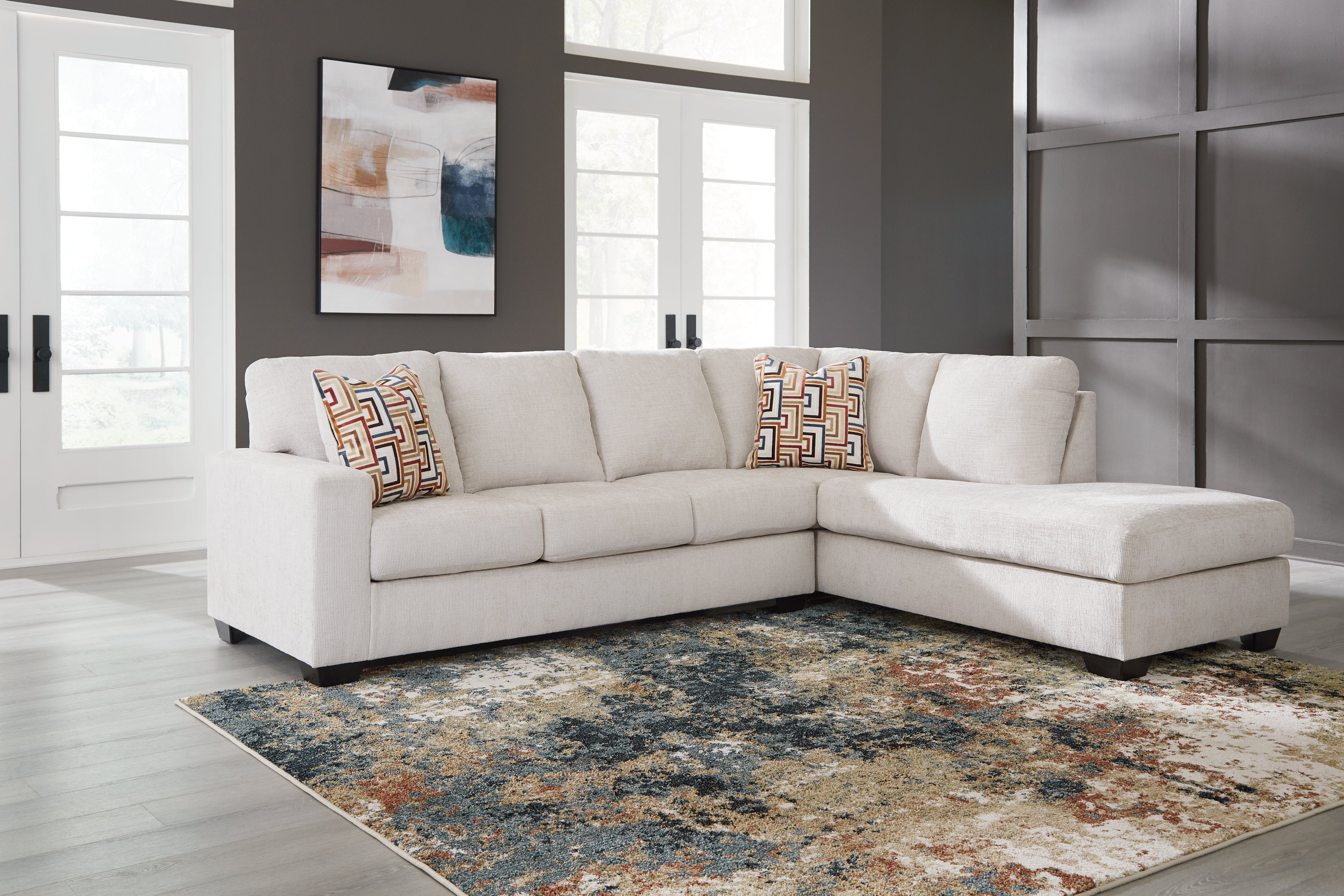 Coral Furniture - Ashley Furniture - Aviemore Sectional - RAF 2-Piece Sectional with Chaise / Ink - 24303S1