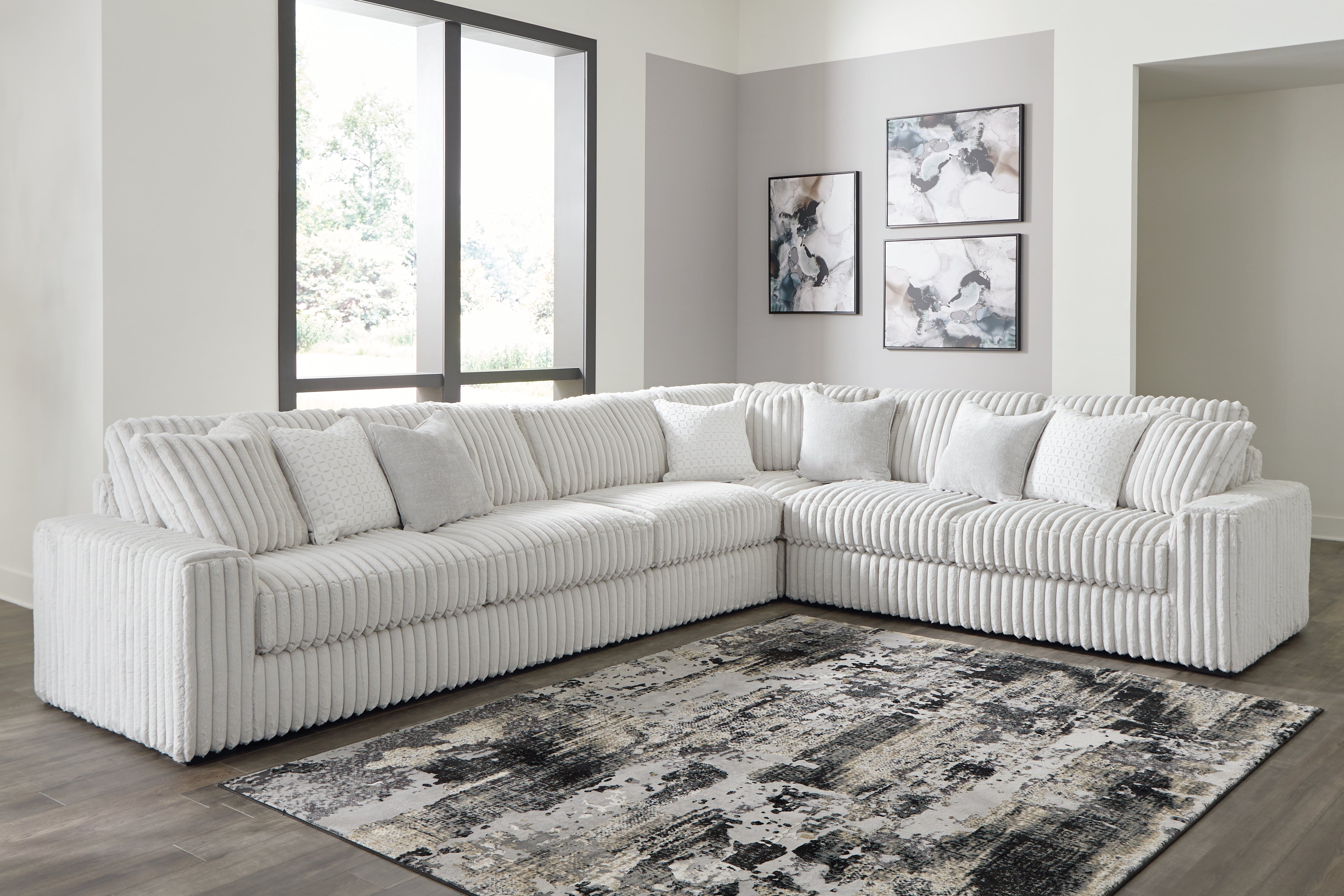 Coral Furniture - Ashley Furniture - Stupendous Sectional - RAF 4-Piece Sectional with Double Chaise / Alloy - 25903S5