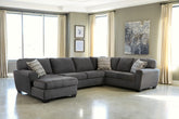 Coral Furniture - Ashley Furniture - Ambee Sectional - RAF 3-Piece Sectional with Chaise / Slate - 28620S1