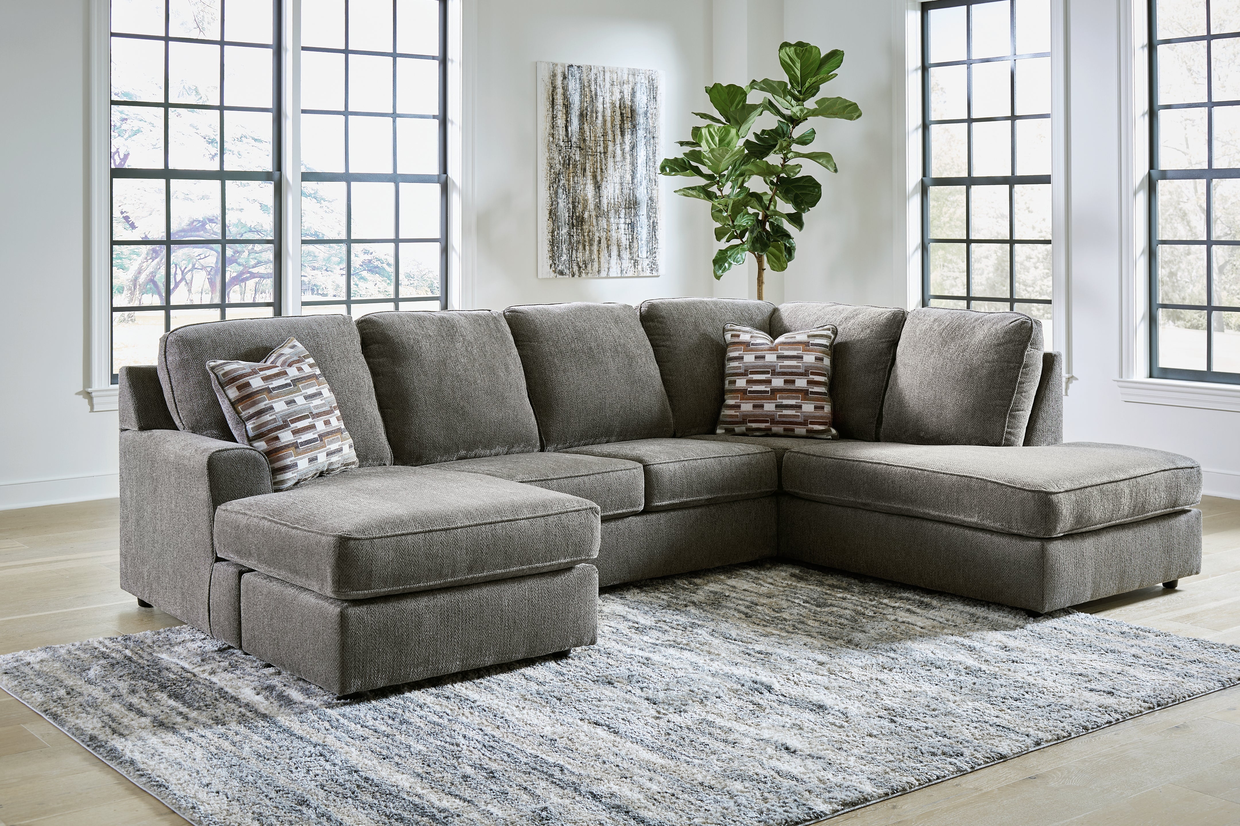 Coral Furniture - Ashley Furniture - O'Phannon Sectional - RAF 2-Piece Sectional with Chaise / Putty - 29402S2