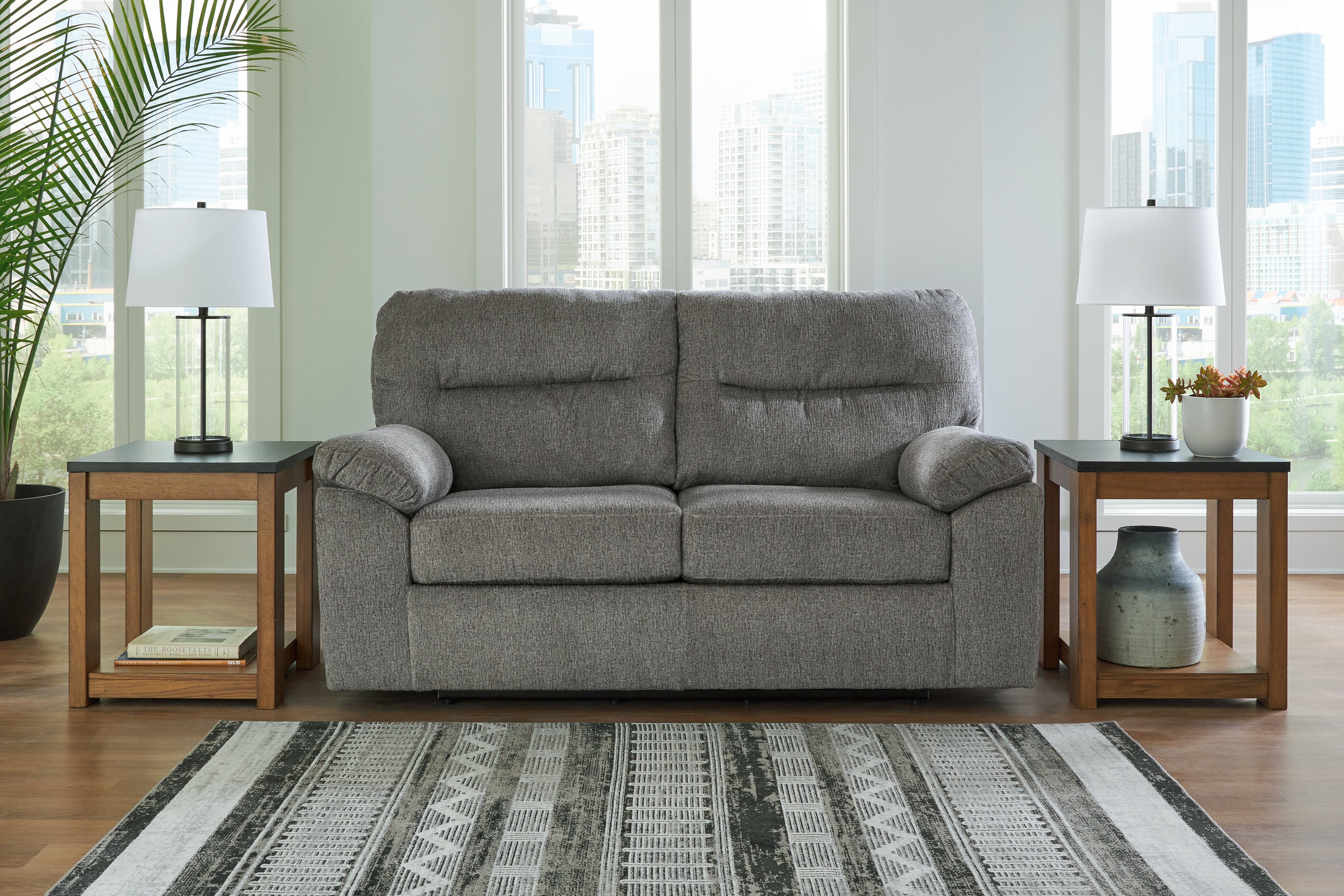 Coral Furniture - Ashley Furniture - Bindura Living Room - Glider Loveseat / Mineral - 3030578