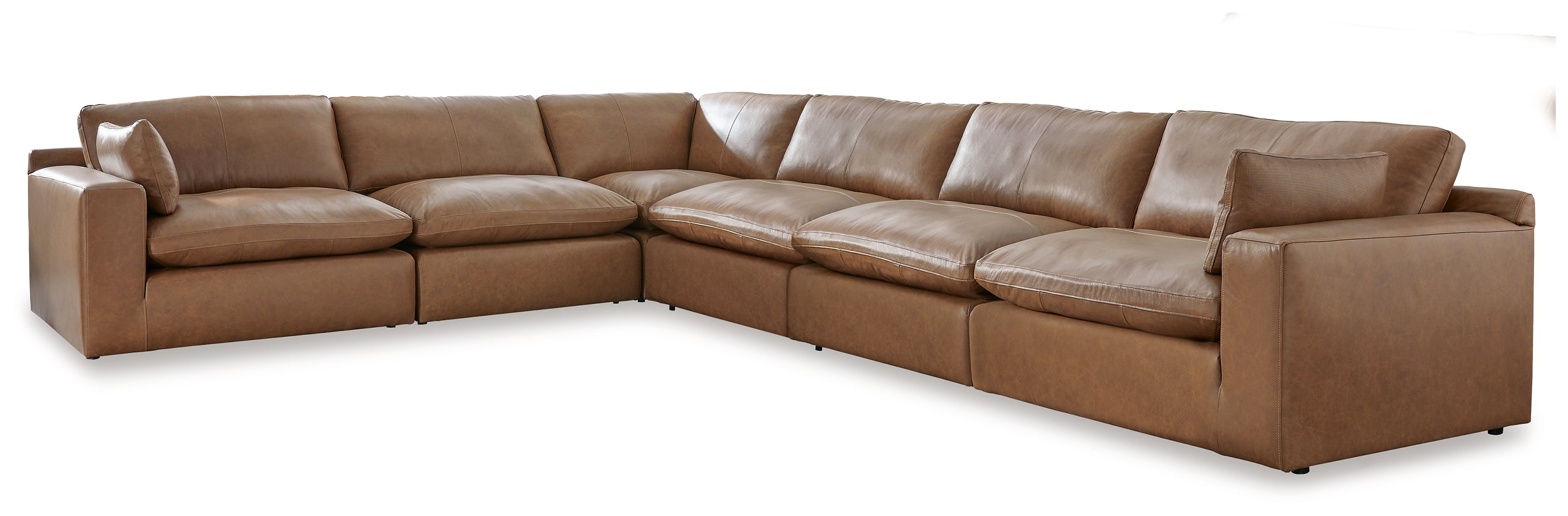 Coral Furniture - Ashley Furniture - Emilia Sectional - RAF 2-Piece Sectional Loveseat / Caramel - 30901S1
