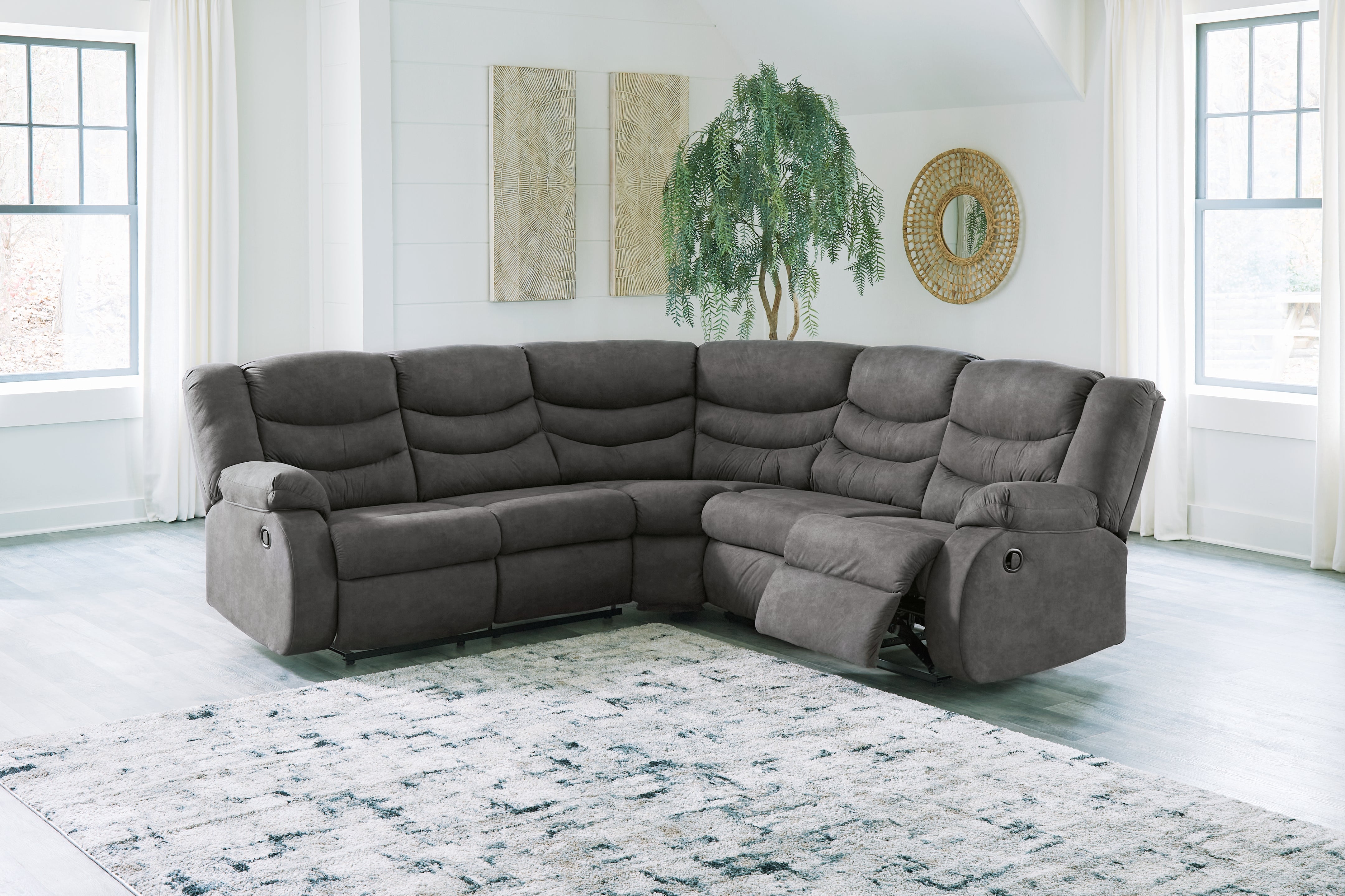 Coral Furniture - Ashley Furniture - Partymate Sectional - 2-Piece Reclining Sectional / Brindle - 36902S1