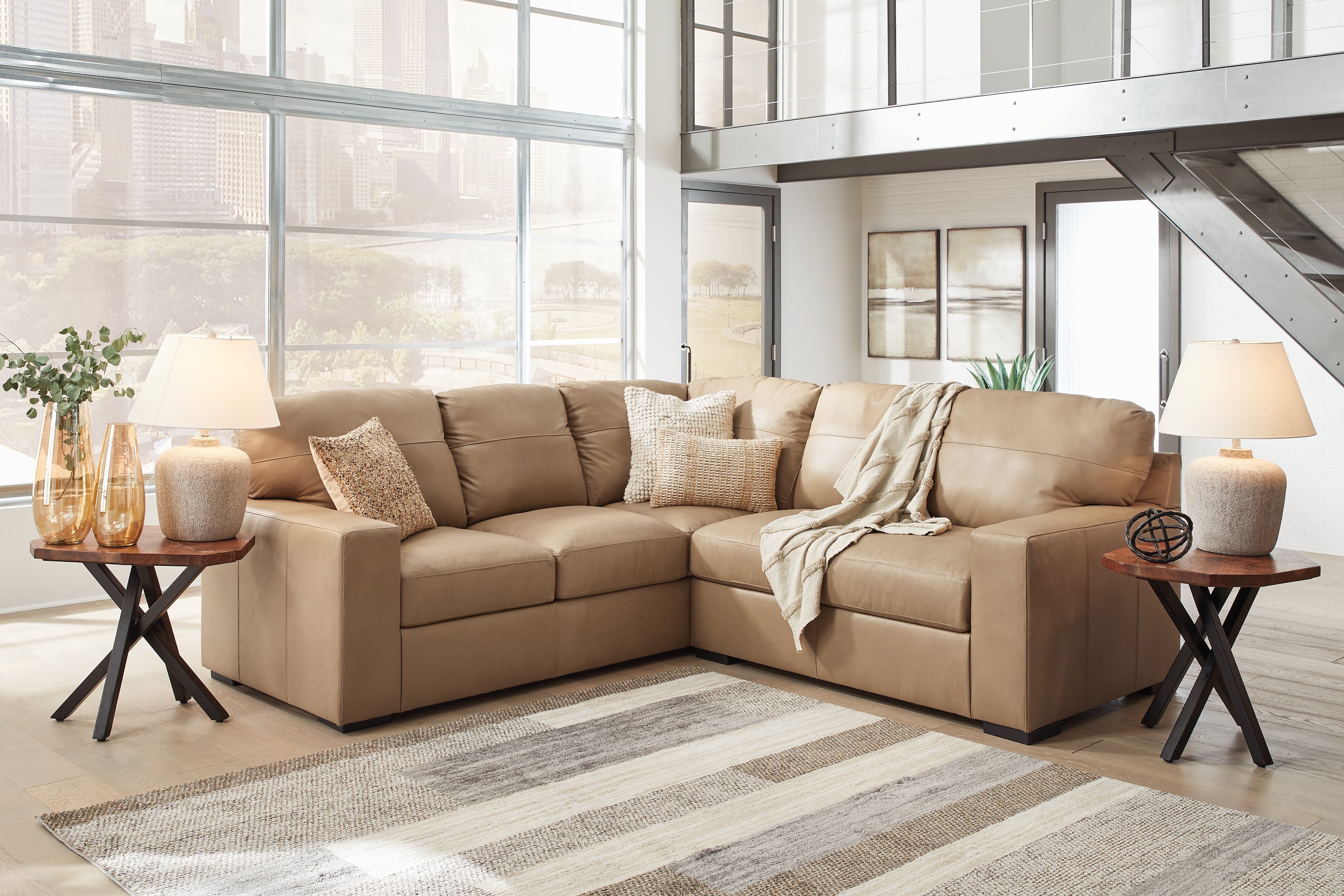 Coral Furniture - Ashley Furniture - Bandon Sectional - RAF 3-Piece Sectional / Toffee - 38006S4