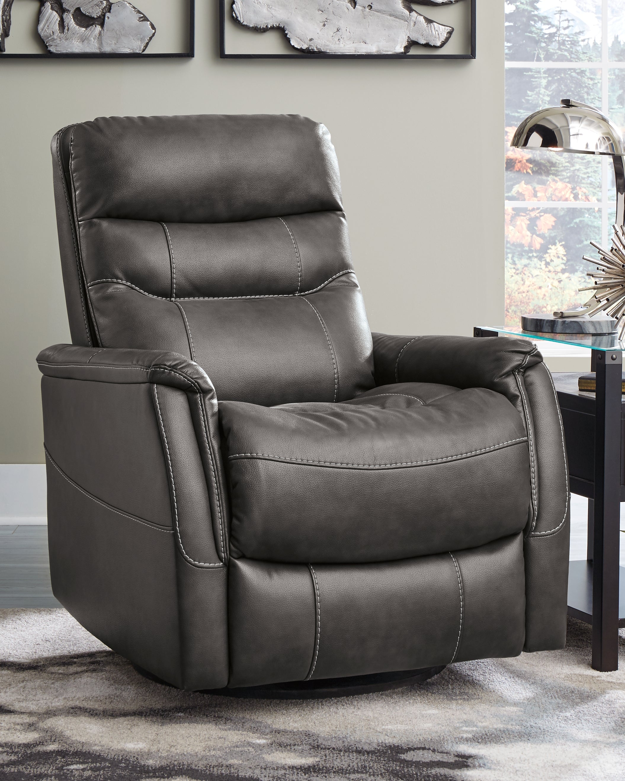 Coral Furniture - Ashley Furniture - Riptyme Living Room - Swivel Glider Recliner / Quarry - 4640261