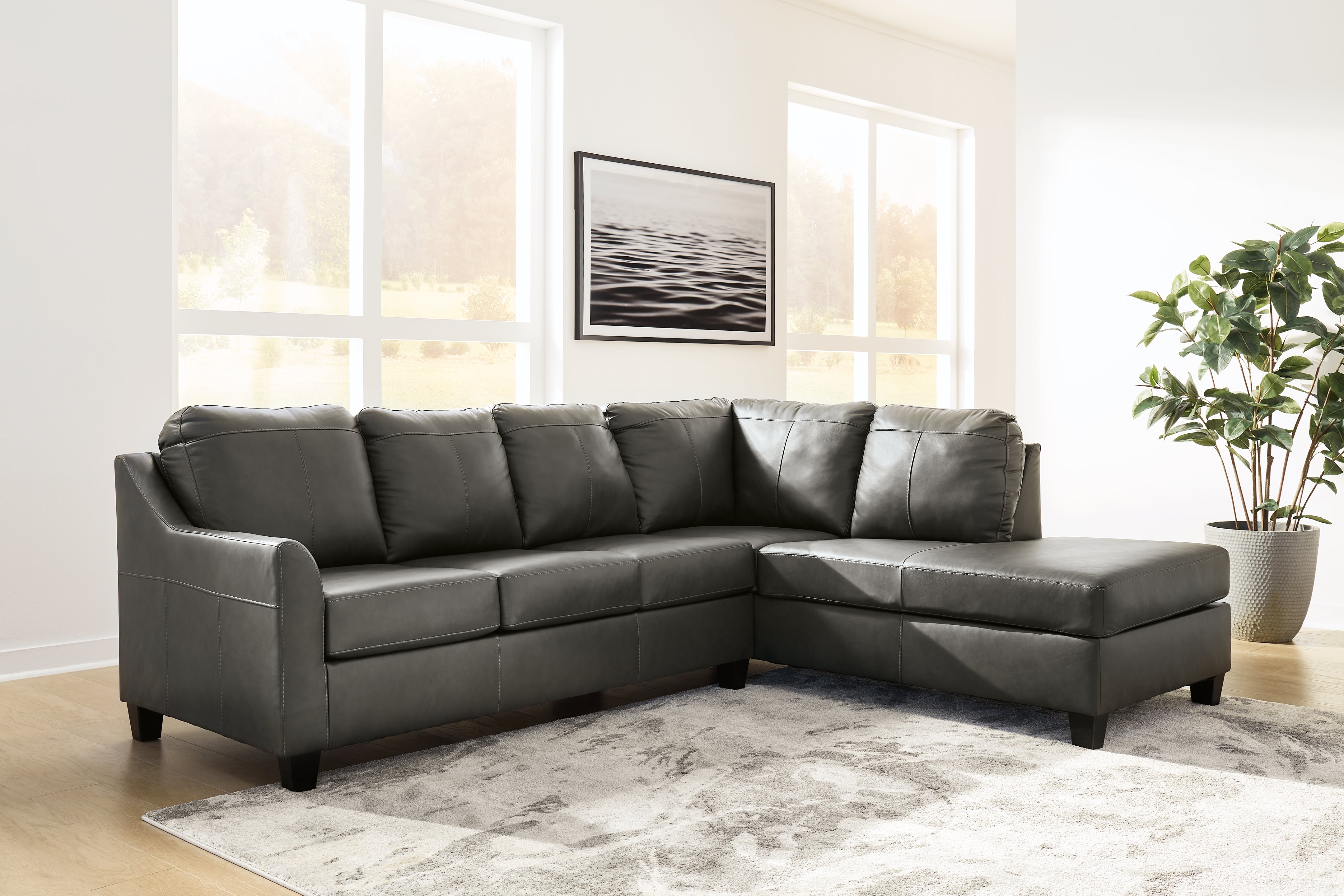 Coral Furniture - Ashley Furniture - Valderno Sectional - LAF 2-Piece Sectional with Chaise / Fog - 47804S1