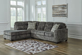 Coral Furniture - Ashley Furniture - Lonoke Sectional - RAF 2-Piece Sectional with Chaise / Gunmetal - 50504S1
