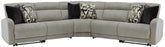 Coral Furniture - Ashley Furniture - Colleyville Sectional - 7-Piece Power Reclining Sectional with Chaise / Stone - 54405S32