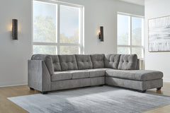 Coral Furniture - Ashley Furniture - Marleton Sectional - 2-Piece Sleeper Sectional with Chaise / Gray - 55305S4