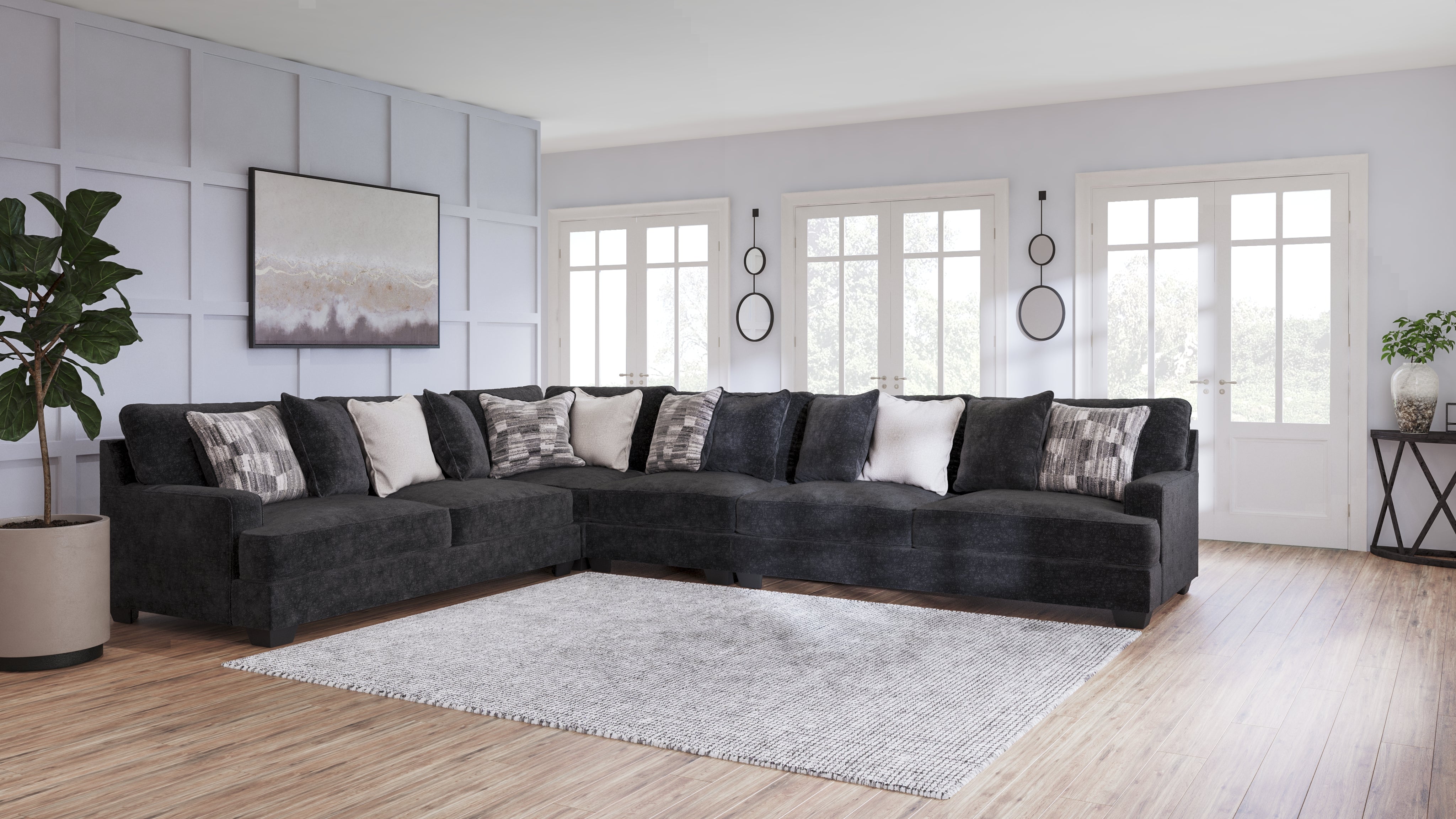 Coral Furniture - Ashley Furniture - Lavernett Sectional - LAF 4-Piece Sectional / Charcoal - 59603S2