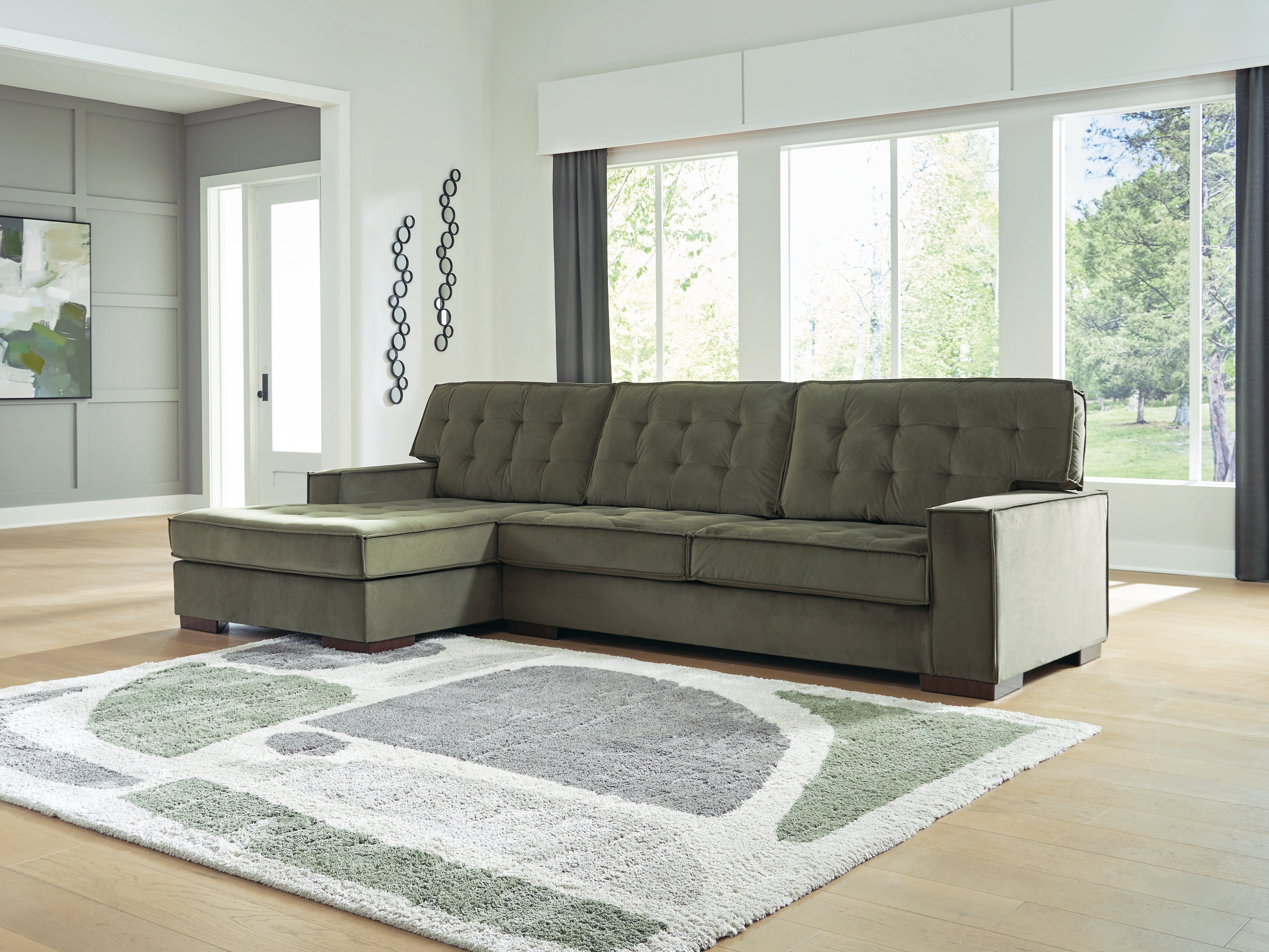 Coral Furniture - Ashley Furniture - Caspian-Town Sectional - LAF 2-Piece Sectional with Chaise / Olive - PC61702S2