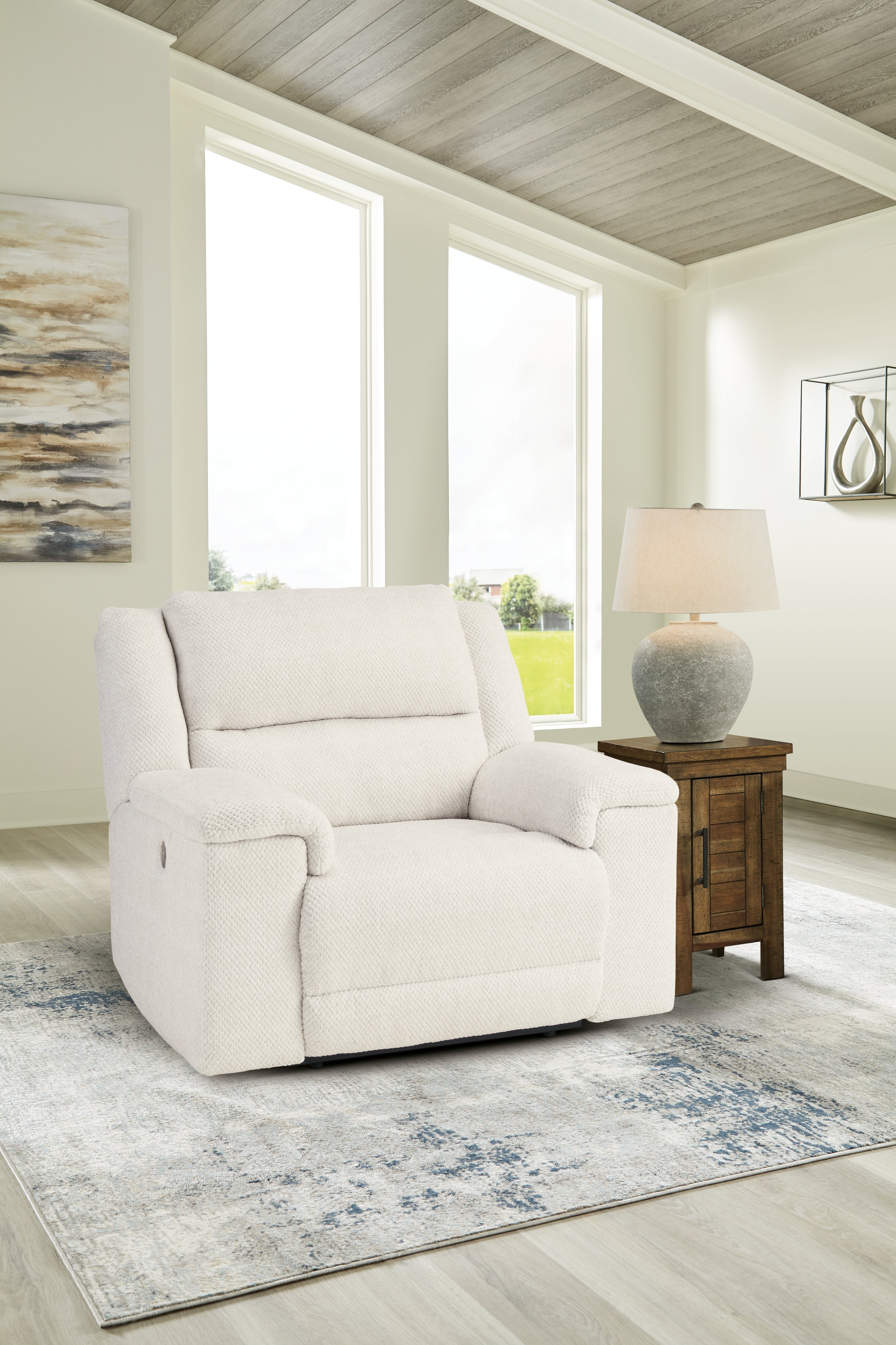 Coral Furniture - Ashley Furniture - Keensburg Living Room - Wide Seat Power Recliner / Linen - 6180782
