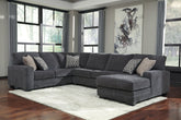 Coral Furniture - Ashley Furniture - Tracling Sectional - RAF 3-Piece Sectional with Chaise / Slate - 72600S1