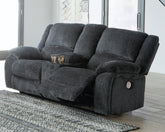 Coral Furniture - Ashley Furniture - Draycoll Living Room - DBL Rec Loveseat w/Console / Slate - 7650494