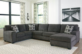 Coral Furniture - Ashley Furniture - Ballinasloe Sectional - RAF 3-Piece Sectional with Chaise / Smoke - 80703S1