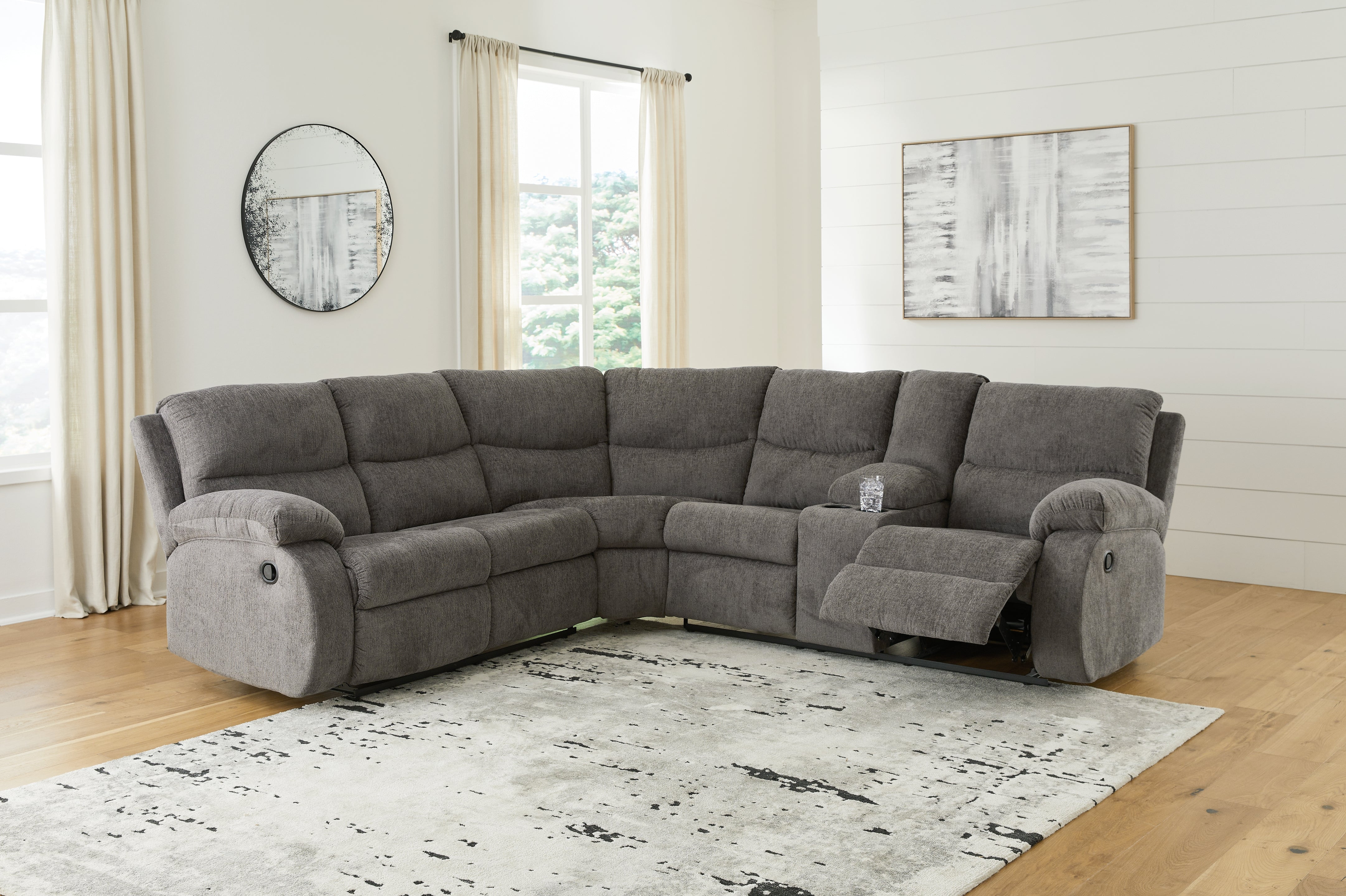 Coral Furniture - Ashley Furniture - Museum Sectional - 2-Piece Reclining Sectional / Pewter - 81807S1