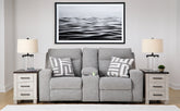 Coral Furniture - Ashley Furniture - Biscoe Living Room - PWR REC Sofa with ADJ Headrest / Pewter - 9050315