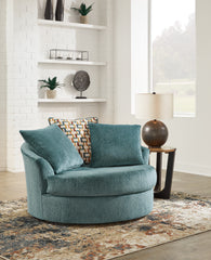 Coral Furniture - Ashley Furniture - Laylabrook Living Room - Oversized Swivel Accent Chair / Teal - 9220621