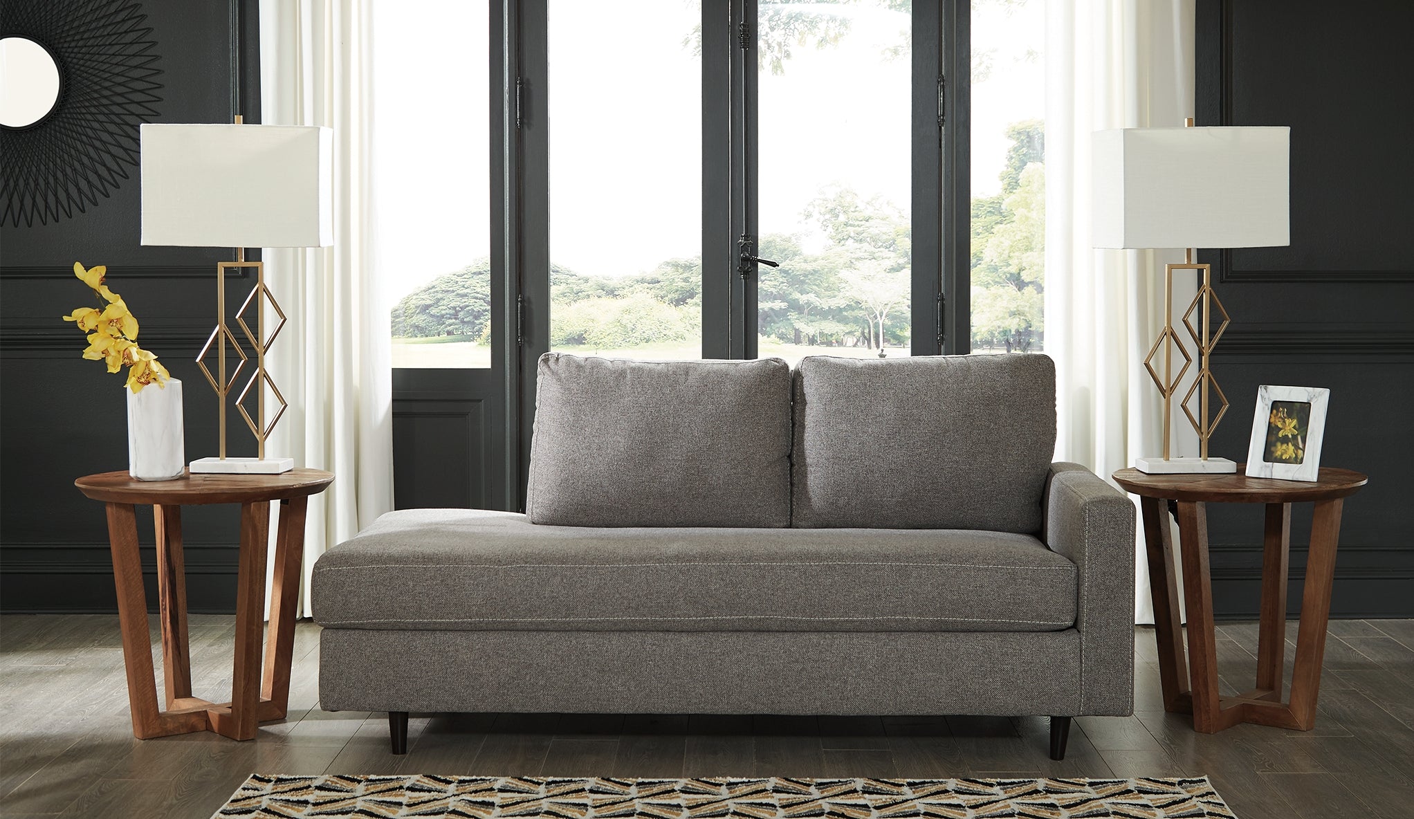 Coral Furniture - Ashley Furniture - Lyman Living Room - RAF Corner Chaise / Graphite - 9330317