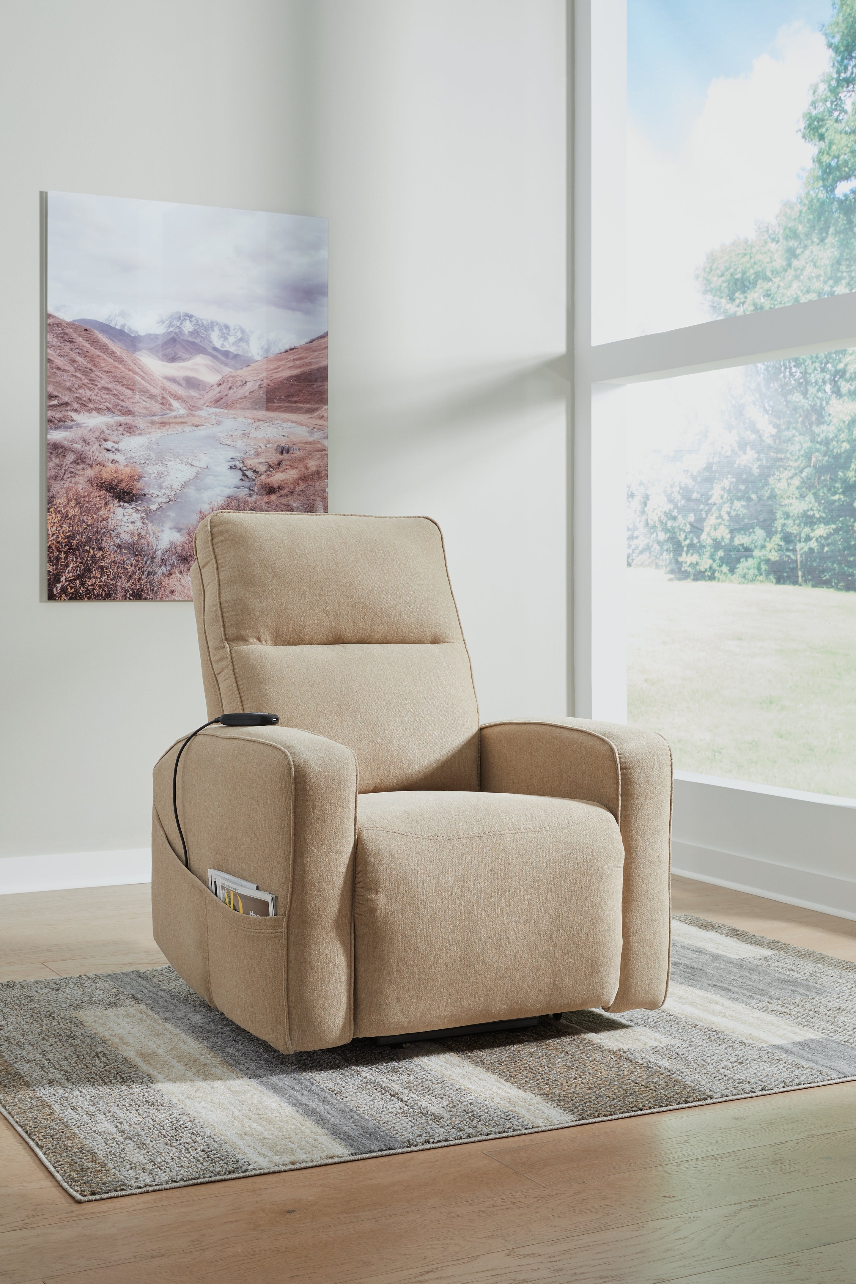 Coral Furniture - Ashley Furniture - Starganza Living Room - Power Lift Recliner / Smoke - 9370512