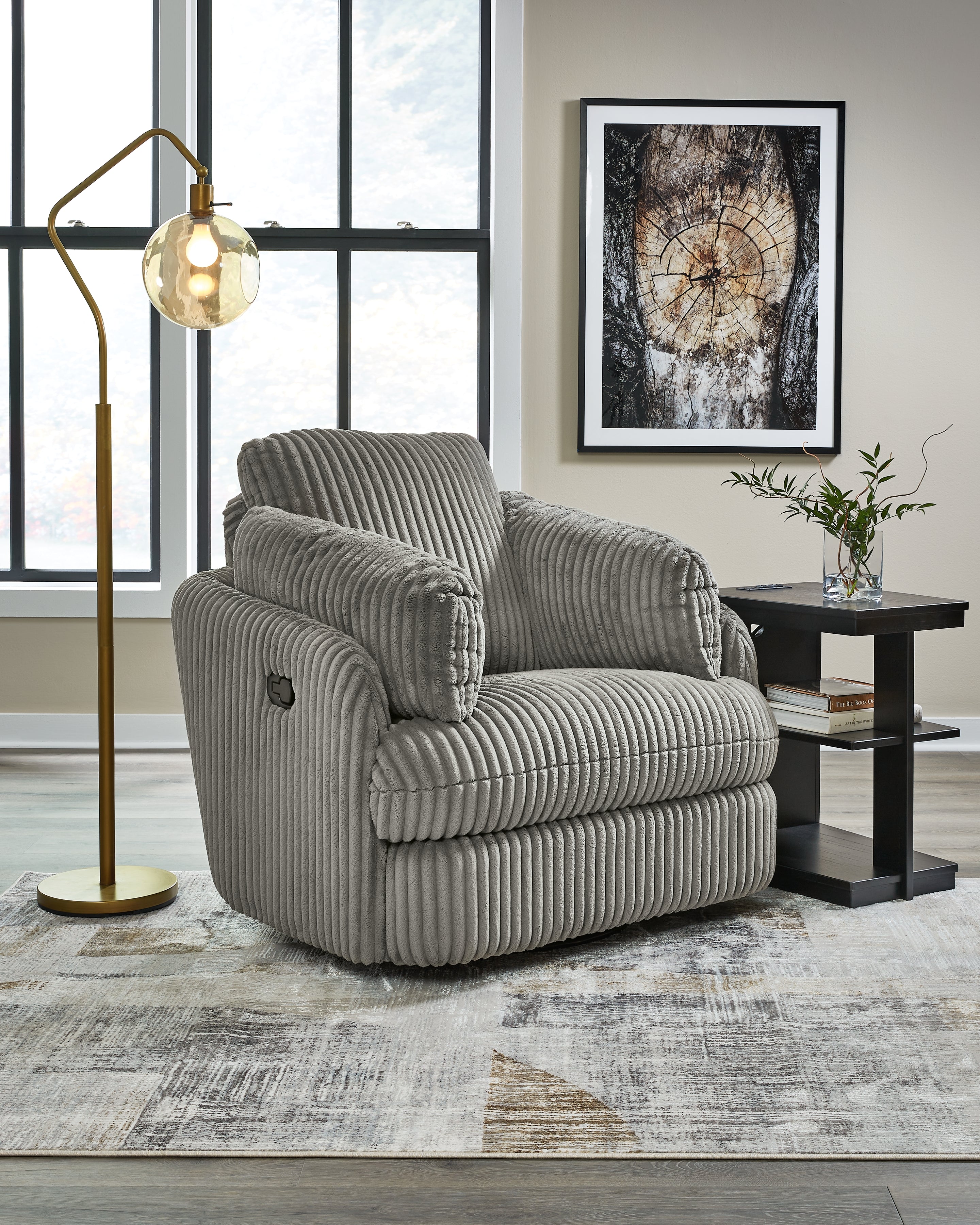 Coral Furniture - Ashley Furniture - Tie-Breaker Living Room - Swivel Glider Recliner / Fog - 9490361