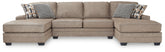 Coral Furniture - Ashley Furniture - Cannonbrook Sectional - RAF 3-Piece Sectional with Chaise / Nutmeg - 98201S3