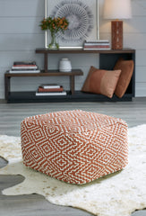 Coral Furniture - Ashley Furniture - Brynnsen Pouf - Pouf / Rust/Ivory - A1001056