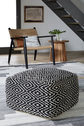 Coral Furniture - Ashley Furniture - Jasett Pouf - Pouf / Black/Ivory - A1001058