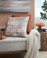 Coral Furniture - Ashley Furniture - Edinfielders Pillows - Pillow (4/CS) / Cream/Gray/Rust - A1001094