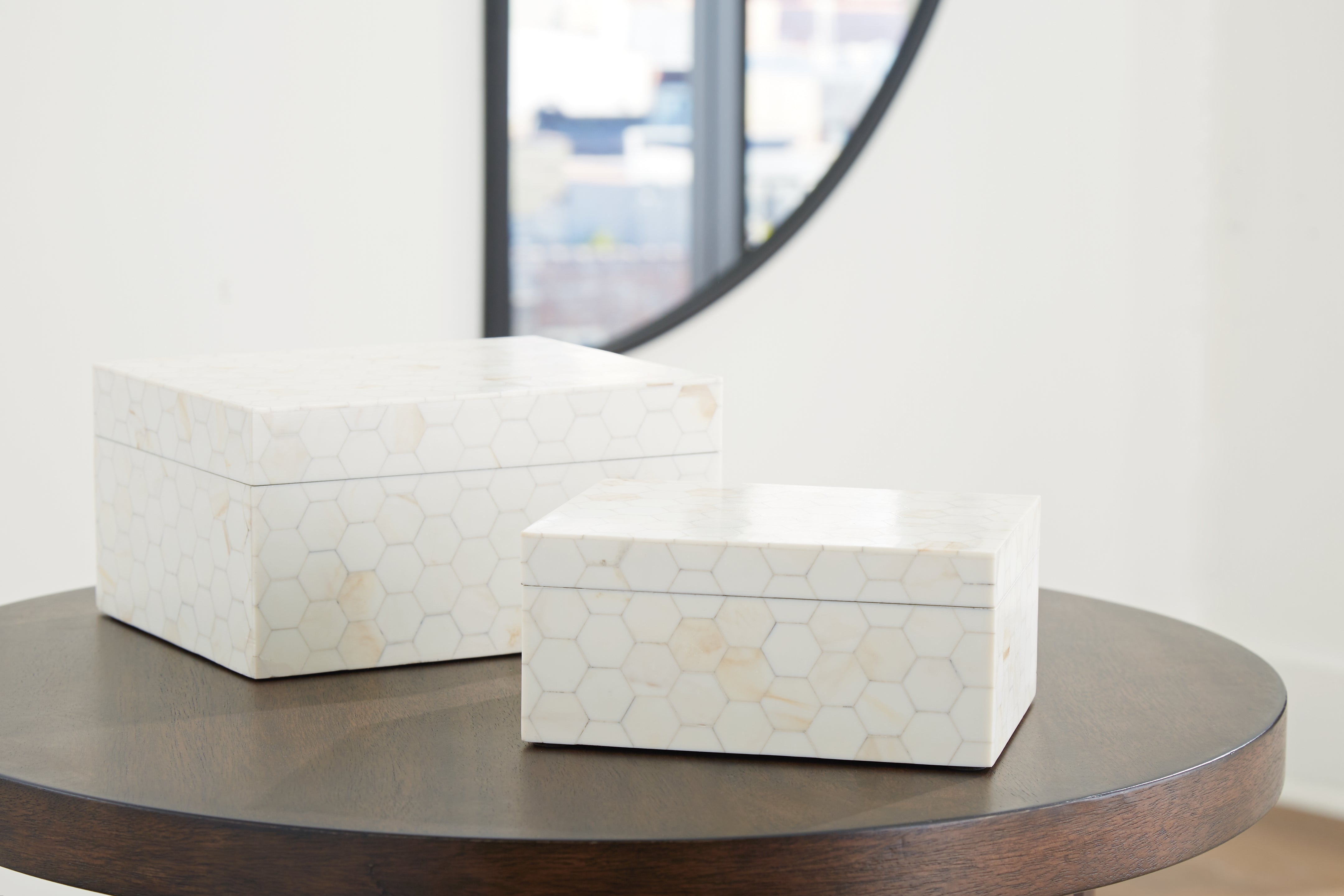 Coral Furniture - Ashley Furniture - Aldenburg Box (Set of 2) - Box Set (Set of 2) / Cream - A2000690