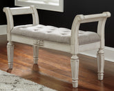 Coral Furniture - Ashley Furniture - Realyn Accent Bench - Accent Bench / Antique White / 46"W x 16"D x 26"H - A3000157