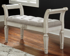 Coral Furniture - Ashley Furniture - Realyn Accent Bench - Accent Bench / Antique White / 46"W x 16"D x 26"H - A3000157
