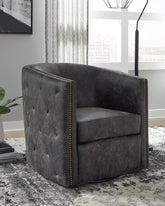 Coral Furniture - Ashley Furniture - Brentlow Swivel Accent Chair - Swivel Accent Chair / Granite - A3000741