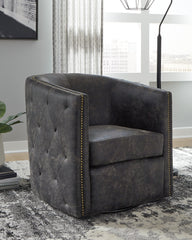 Coral Furniture - Ashley Furniture - Brentlow Swivel Accent Chair - Swivel Accent Chair / Granite - A3000741