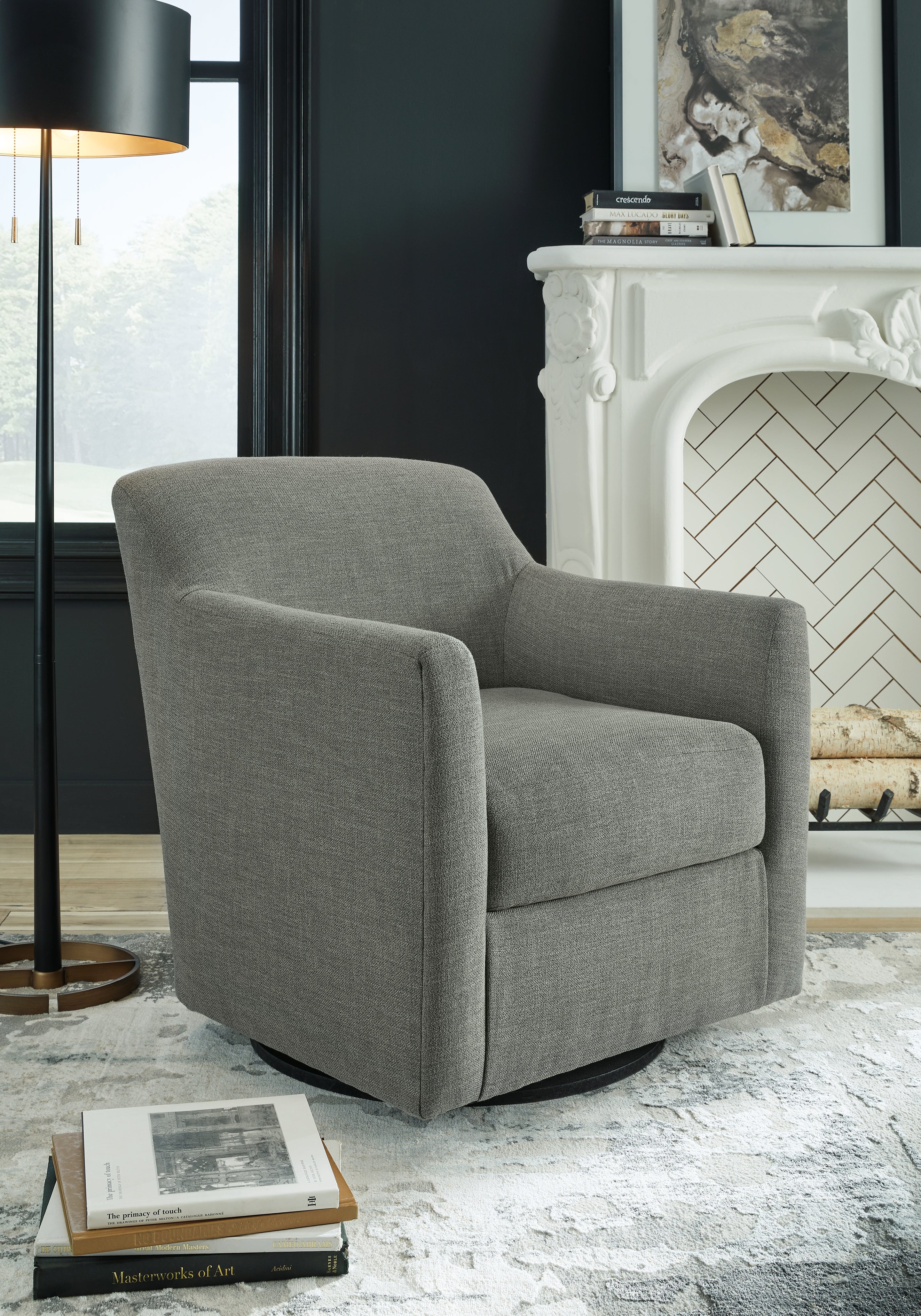 Coral Furniture - Ashley Furniture - Bradney Swivel Accent Chair - Swivel Accent Chair / Fossil - A3000324