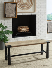 Coral Furniture - Ashley Furniture - Acerman Accent Bench - Accent Bench / Black/Natural / 48"W x 16"D x 18"H - A3000684