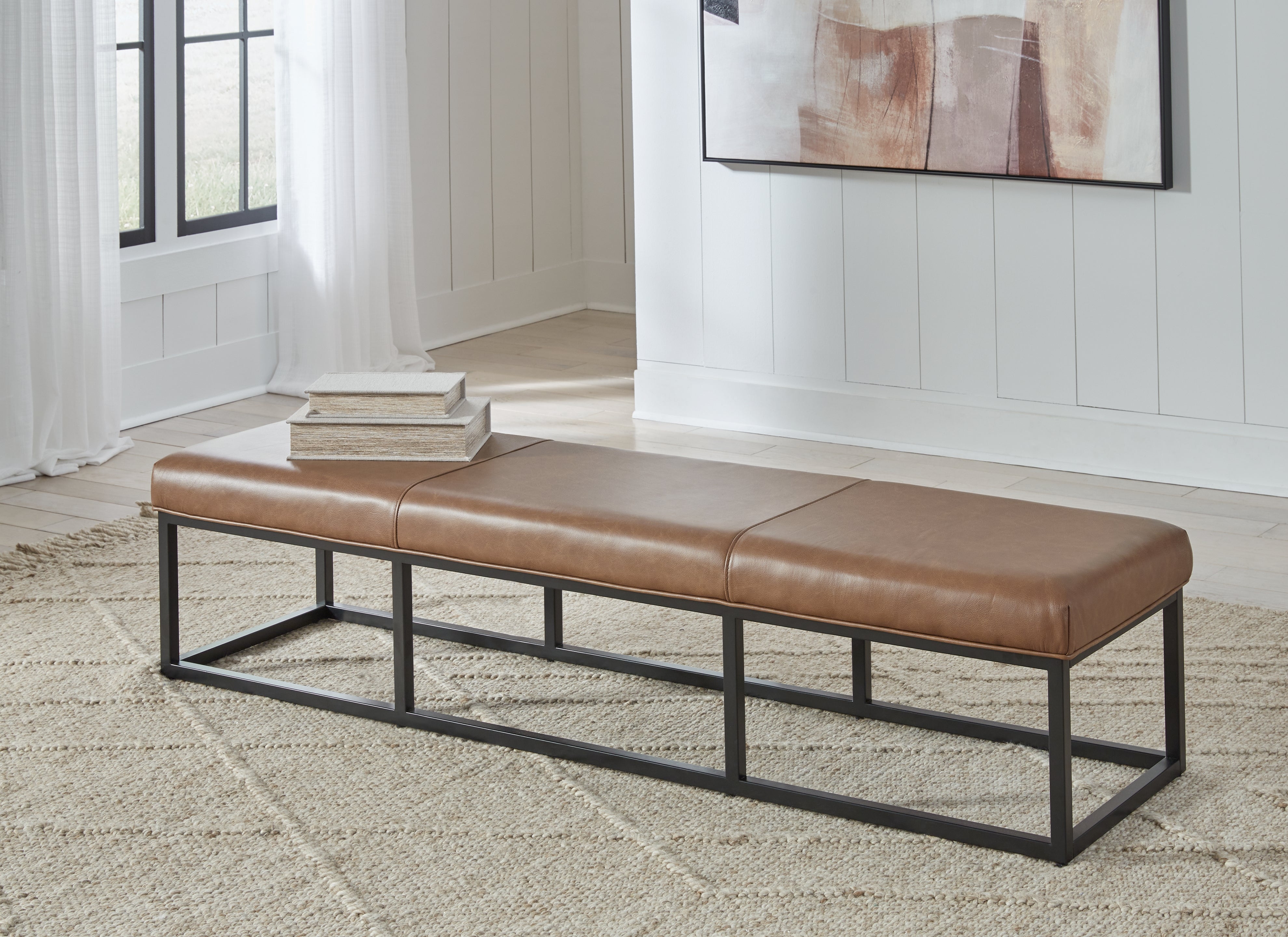 Coral Furniture - Ashley Furniture - Joston Accent Bench - Accent Bench / Caramel / 71"W x 19"D x 16"H - A3000693