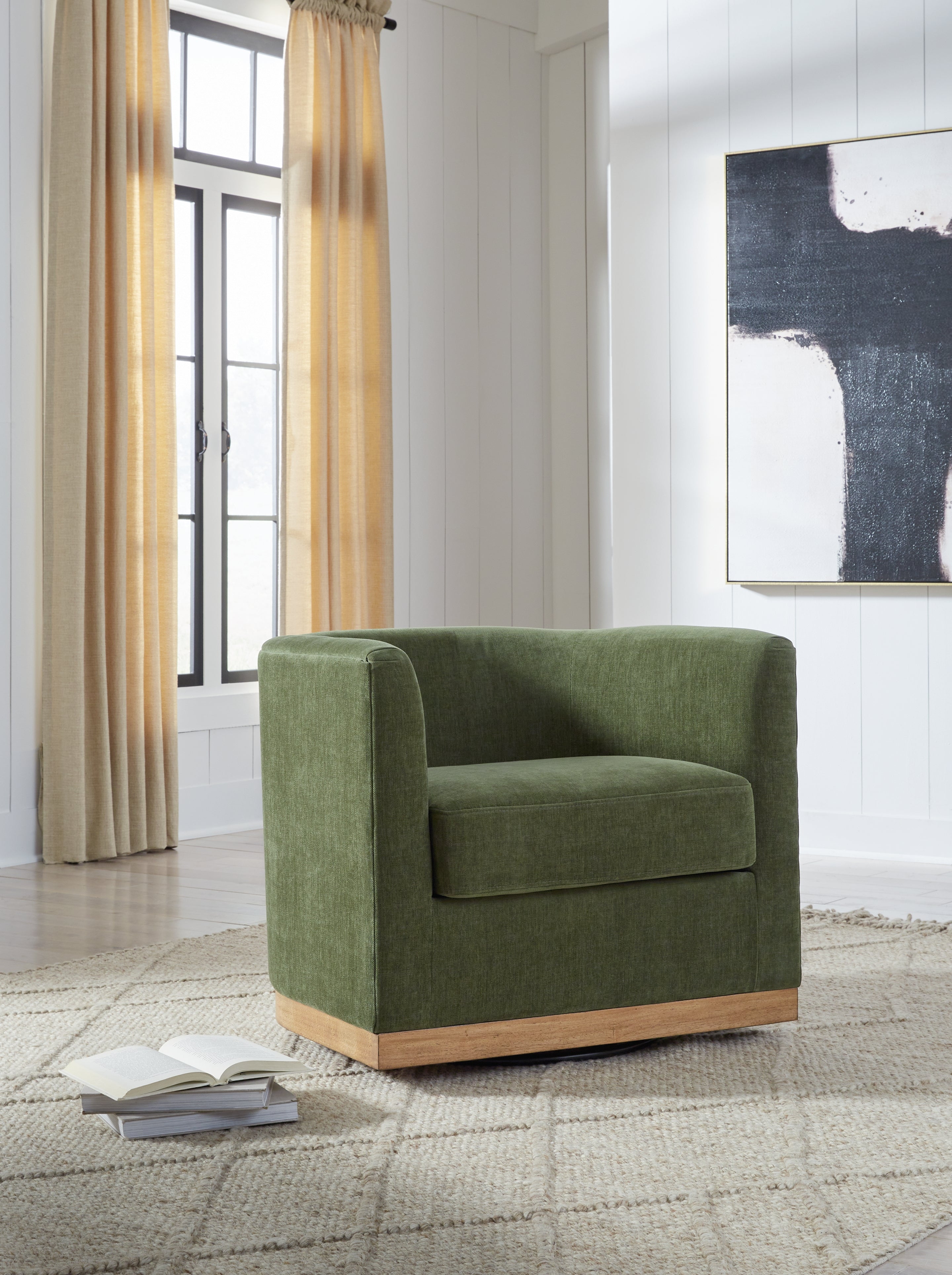 Coral Furniture - Ashley Furniture - Jersonlow Swivel Accent Chair - Swivel Accent Chair / Forest Green - A3000696
