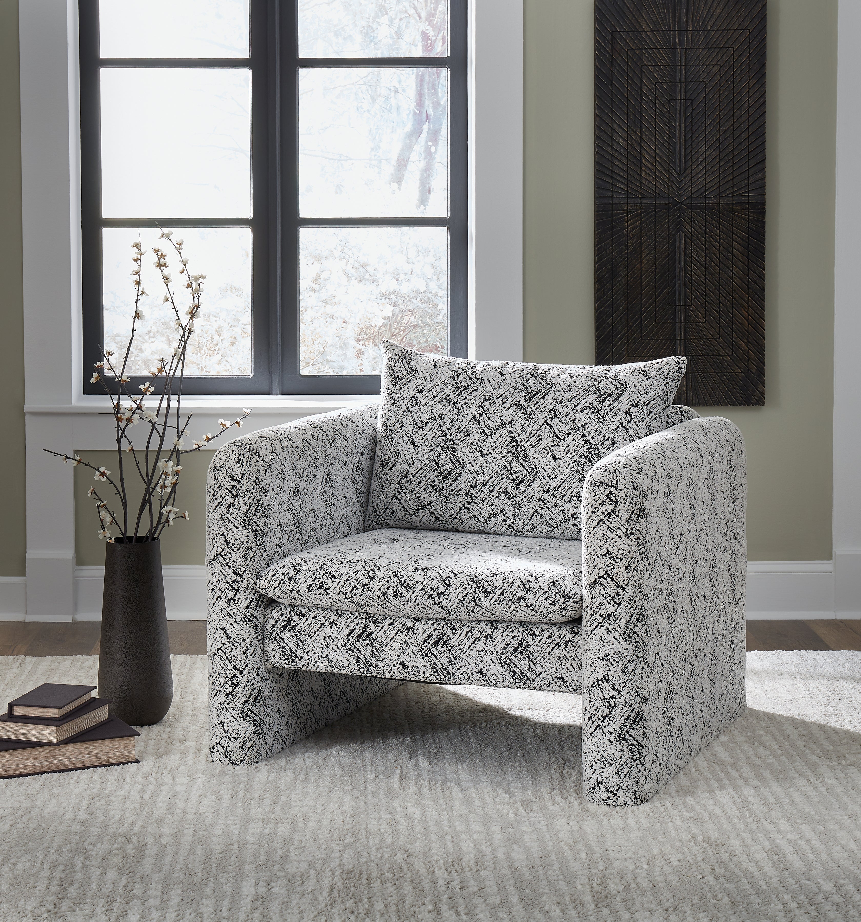 Coral Furniture - Ashley Furniture - Kenbell Accent Chair - Accent Chair / Black/White - A3000705