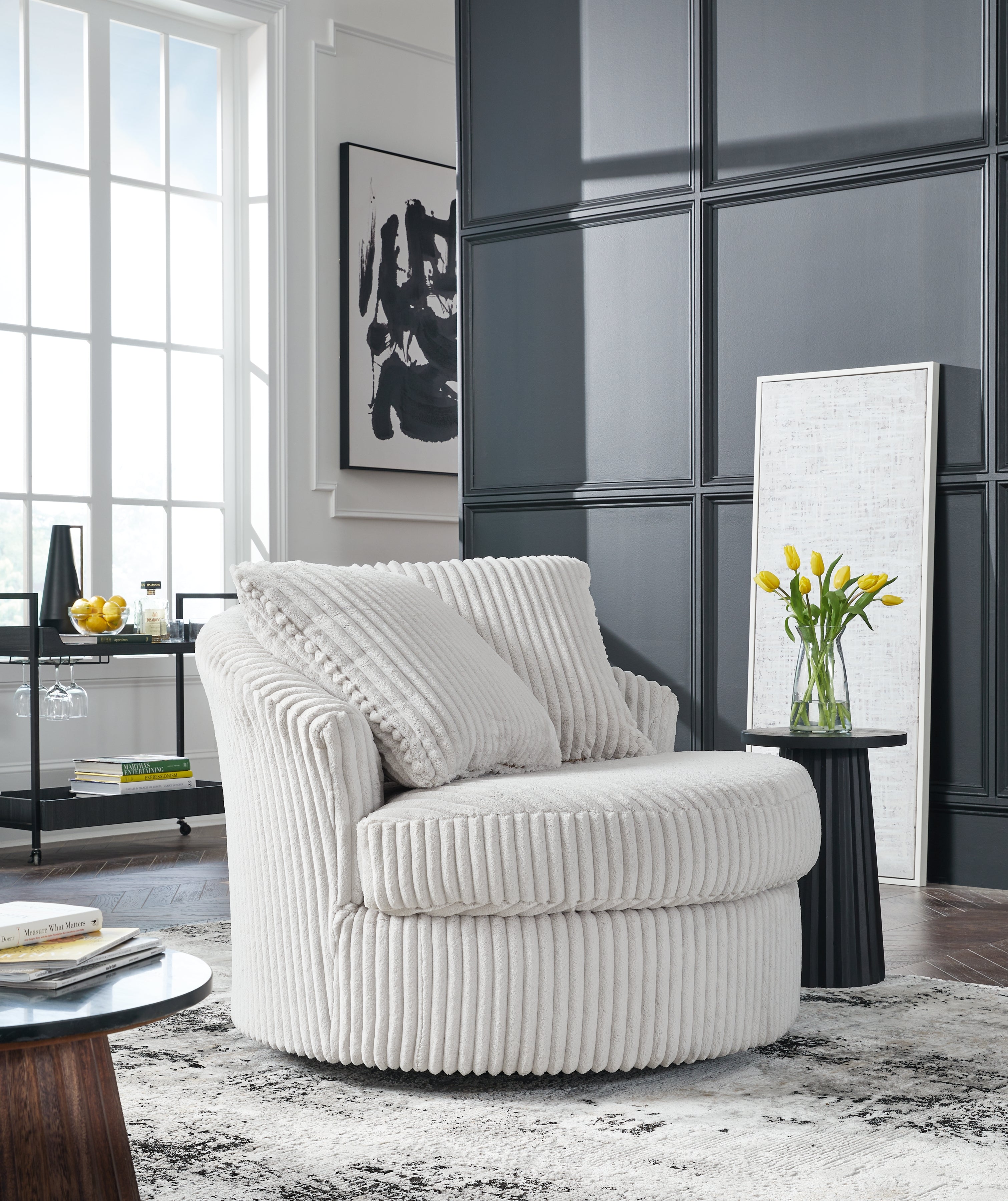 Coral Furniture - Ashley Furniture - Gramwell Swivel Accent Chair - Swivel Accent Chair / Onyx - A3000725