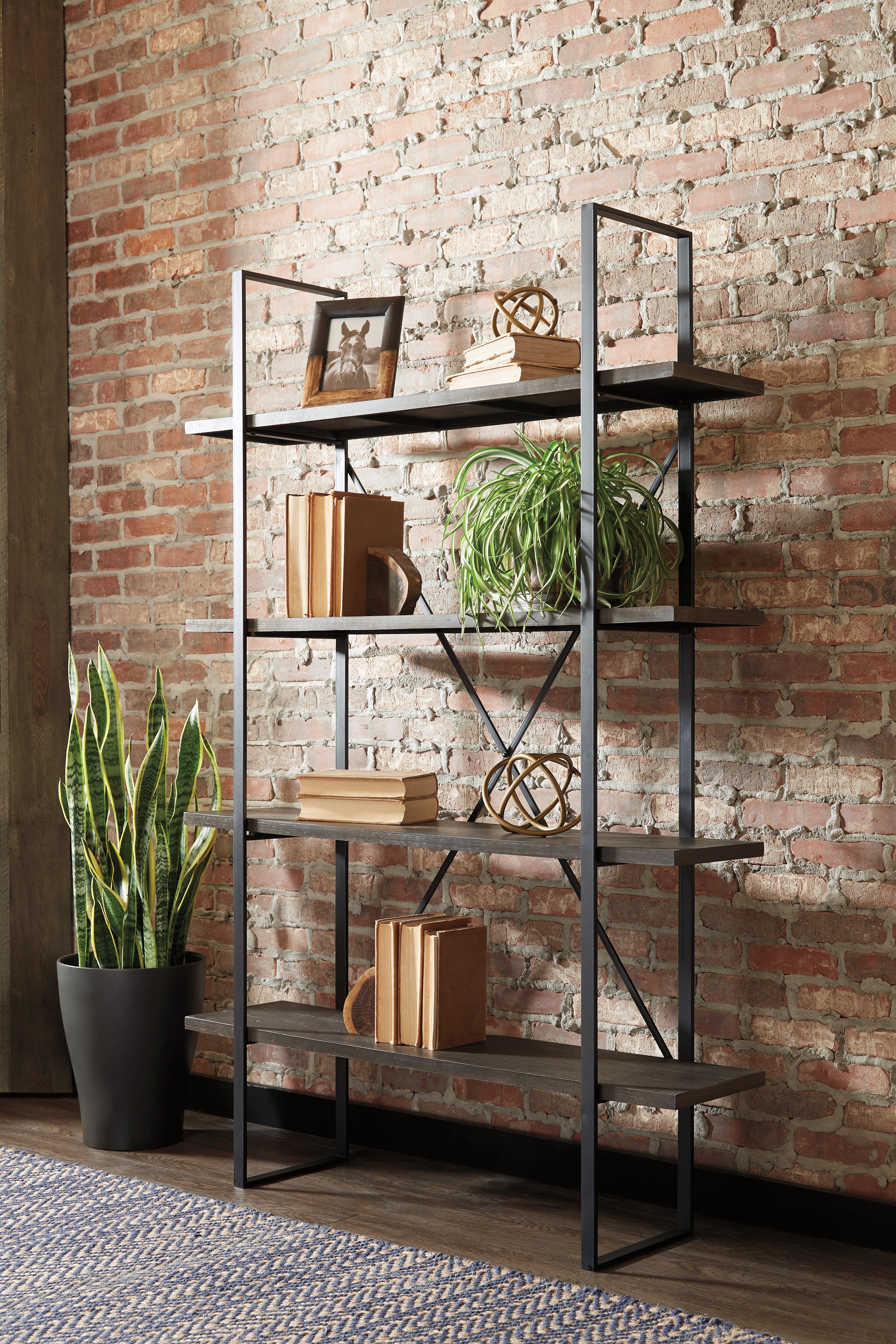 Coral Furniture - Ashley Furniture - Gilesgrove Bookcase - Bookcase / Black/Gray - A4000017