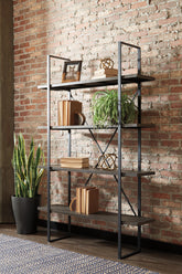 Coral Furniture - Ashley Furniture - Gilesgrove Bookcase - Bookcase / Black/Gray - A4000017