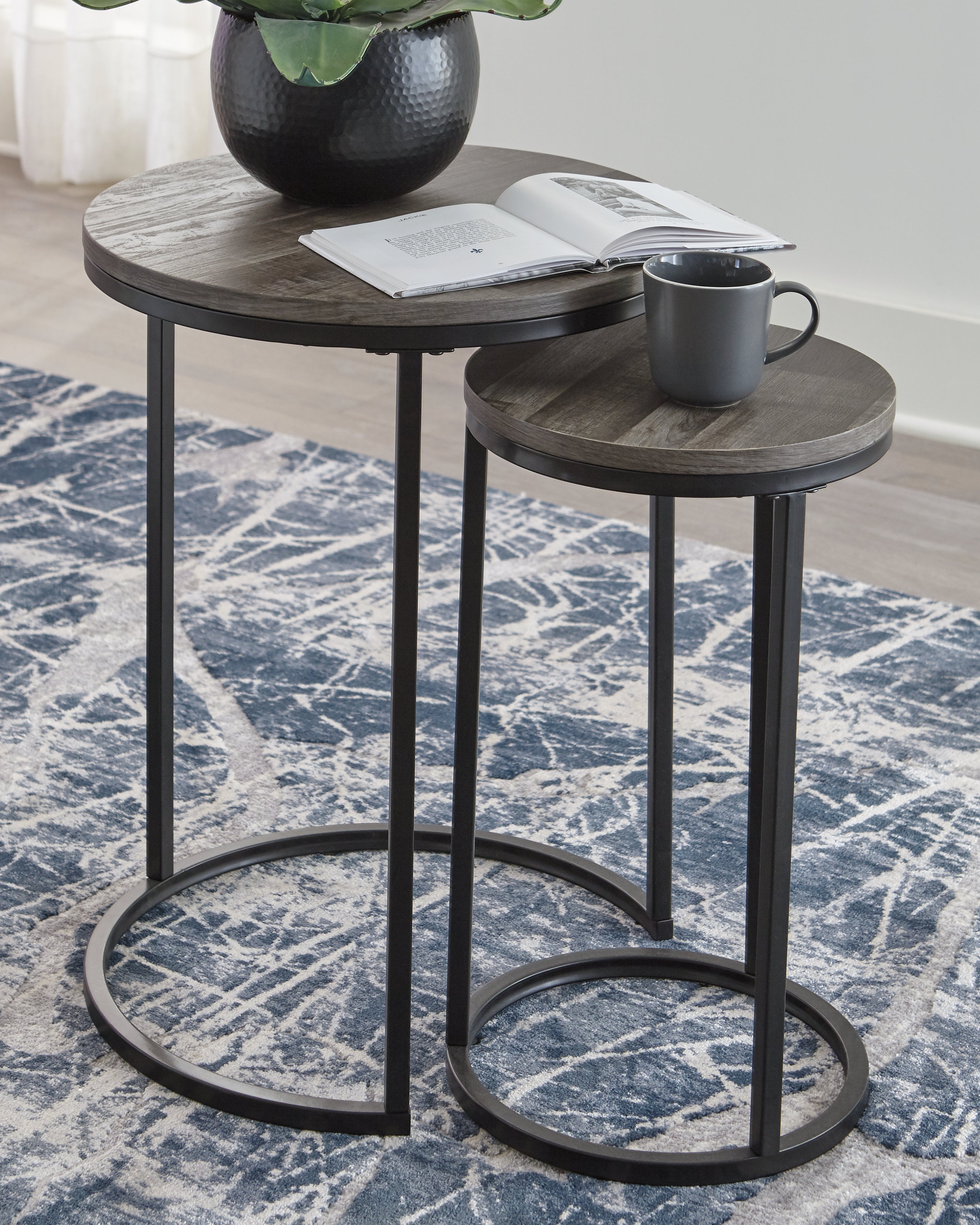 Coral Furniture - Ashley Furniture - Briarsboro Accent Table (Set of 2) - Accent Table Set (Set of 2) / Black/Gray - A4000231