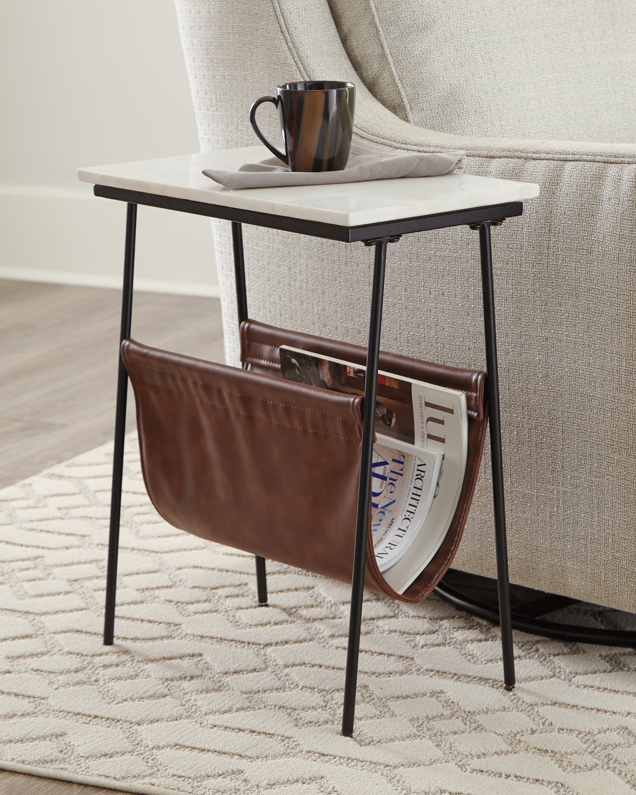 Coral Furniture - Ashley Furniture - Etanbury Accent Table - Accent Table / Brown/Black/White - A4000254