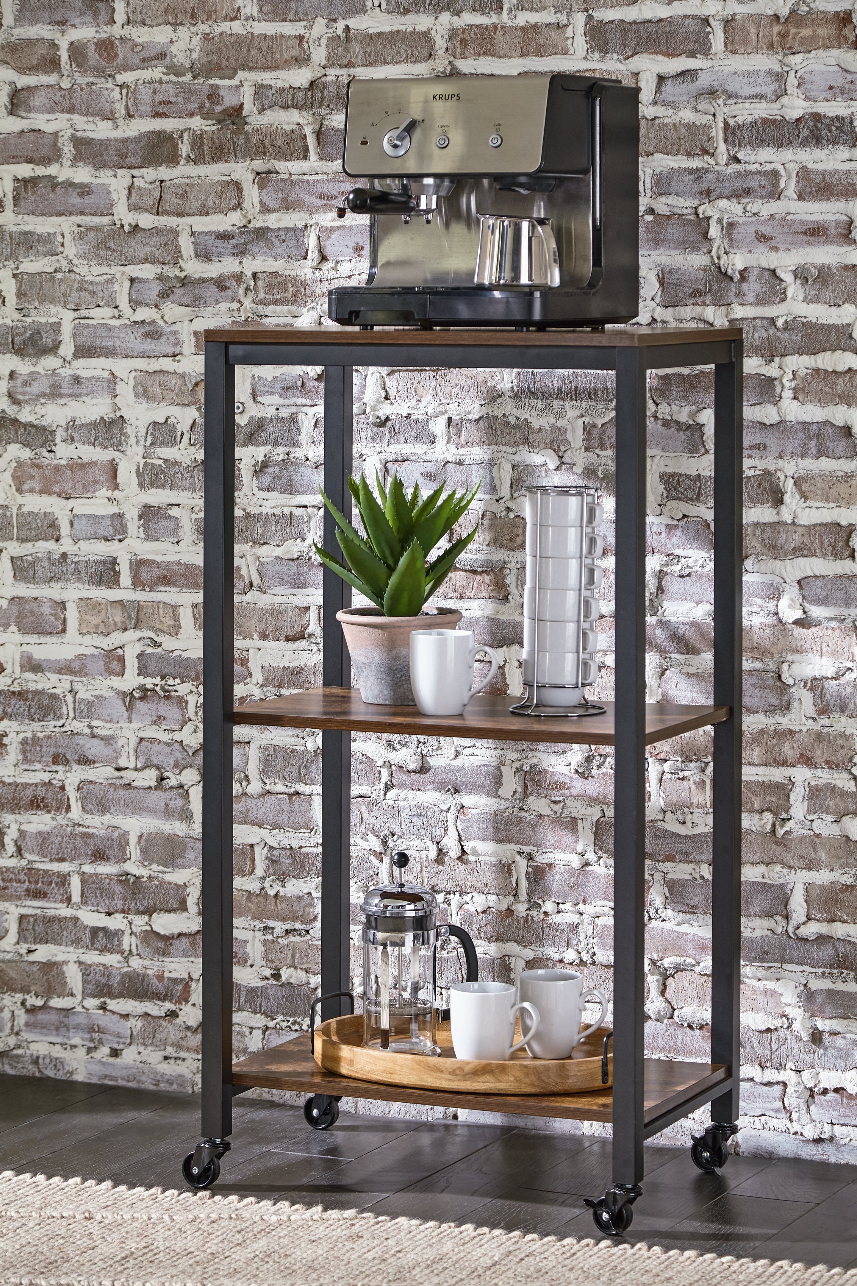 Coral Furniture - Ashley Furniture - Bevinfield Bar Cart - Bar Cart / Brown/Black - A4000394